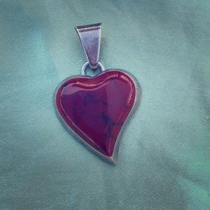 Sterling Silver Red Jasper Heart Pendant